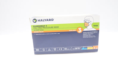 Halyard 28797 Fluidshield 3 Fog-Free Procedure Mask, Level 3, Orange - Box of 40